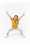 Girl's Mustard Rabbit Printed T-Shirt and Checkered Patterned Trousers Set - 2