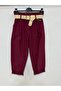Women's Burgundy Italian Shalwar Style Lycra Pants with Belt - 2