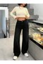 Women's High Waist Black Wide Leg Jeans — Wide Leg Comfortable Cut Casual Denim Pants - 3