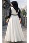 Women's Hijab Long Dress with Belted Waist Detail, Stylish Evening Dress - 4