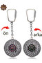 Ruby and Emerald Stone Star Model Double Sided Oxidized Silver Filigree Keychain 201025179