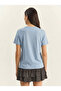 Women's Baby Blue Cowboy Hat Embroidered Beaded Basic T-Shirt 7581 60283950 - 4