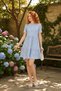 Women's Blue Patterned Short Sleeve Flounce Relaxed Fit Casual and Stylish Dress – Women's Dress - 2
