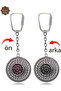 Ruby and Emerald Stone Zigzag Model Double-Sided Oxidized Silver Filigree Keychain 201025180