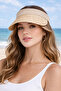 Women's Summer Straw Cream Visor Hat Crown Model Sun Protection Beach Hat - 7
