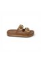 Women's Double Buckle Daily Slippers with Gold Accessories - 2