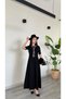 Black Maxi Length Flared Flounce Self-Foulard Short Sleeve Very Stylish Dress - 5