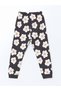 Lcw Baby Anthracite Crew Neck Floral Baby Girl Pajama Set - 4