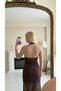Women's Madonna Collar Skirt Lace Detail Stylish Long Backless Dress - 3