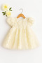 Girl's 3D Rose Lined Dress with Bow Detail - 3