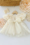 Girl's 3D Rose Lined Dress with Bow Detail