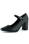 Mary Jane Black Vegan Square Toe Strappy Thick Heeled Classic Shoes - 4