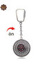 Ruby and Emerald Stone Zigzag Model Double-Sided Oxidized Silver Filigree Keychain 201025180 - 4