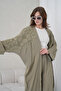 Women's Front Embroidered Beaded Linen Kimono Cardigan and Pants Top and Bottom Set - 5