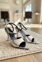 Rilla Silver Lame (8 cm) Pointed Toe Heeled Shoes