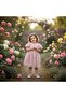 Girl's 3D Rose Lined Dress with Bow Detail - 2