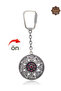 Ruby and Emerald Stone Ivy Model Double Sided Oxidized Silver Filigree Keychain 201025178 - 4