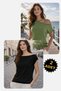 Women's Knitwear Blouse Batwing Sleeve Short Sleeve Sausage Collar Boat Neck Stylish Casual 2 Pieces Mint/Black