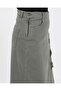 Denim Skirt with Lace Detail - Khaki - 4