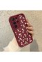 Samsung Galaxy S22 Ultra Compatible Cute Flower Pattern Burgundy Phone Case Soft Silicone