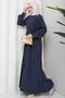 Buckle Detailed Tied Hijab Dress Smoked Hm2887 - 4
