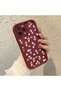 iPhone 14 Pro Compatible Cute Floral Pattern Burgundy Phone Case Soft Silicone