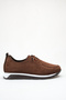 Women's Rubber Laced Orthopedic Sole Ballerinas Brown Suede - 6