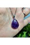 Amethyst Natural Stone Necklace -10- (Steel Chain) Handmade Designer Products - 5