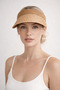 Natural Straw Women's Beige Visor Hat Crown Model Summer Beach & Vacation Sun Hat - 6