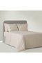 Mihra Battal Size Duvet Cover Set 100% Organic Cotton Linen Embroidered Beige 240X220 cm