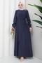 Buckle Detailed Tied Hijab Dress Smoked Hm2887 - 2