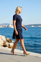 Women's Plus Size Mini Dress Crew Neck Short Sleeve Plain Knitted Single Jersey Woven Flowy A-Line