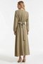 Women's Maxi Dress Crew Neck Long Sleeve Belted Woven Look Unlined Plain Patterned - 6