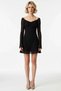 Women's Mini Dress Carmen Collar Long Sleeve Lace Knitted Skater Pattern Lined Extra Short Length Stylish - 5