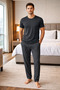 Ji̇ber Modal Cotton Bone-Thin Collar Short Sleeve Men's Pajama Set 15326