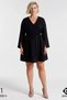 Women's Plus Size Mini Dress V-Neck Long Sleeve Striped Lace-Up A-Line Woven Poplin Fabric - 5