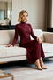 Women's Maxi Dress Turtleneck Long Sleeve Unlined Knitted Fabric Plain Pattern Drawstring Detail Islamic Clothing - 3