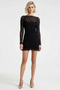 Women's Mini Dress Boat Neck Long Sleeve Lace Patterned Knitted Stretchy Lined Backless A-Line Fit - 4