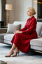 Women's Dress Shirt Collar Long Sleeve Maxi Length Plain Woven Skater Pattern Belted Unlined Daily Use - 3