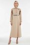 Women's Maxi Dress Lapel Long Sleeve A-Line Pattern Belted Shoulder Detail Woven Unlined Plain Pattern - 5