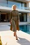 Women Shirt Skirt Maxi Dress Lapel Long Sleeve Balloon Woven Fabric Plain Pattern Skater Pattern Unlined - 4