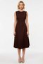 Women's Midi Dress Crew Neck Sleeveless Woven Gabardine Plain Contrast Stitching Detailed Skater Pattern - 5