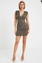 Women's Mini Dress V-Neck Sleeveless Draped Pattern Woven Fabric Plain Pattern Unlined Short Length - 5