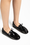 Women's Black Shiny Patent Leather Lace-Up Casual Loafer Ballerina Shoes - 5