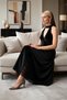 Women's Maxi Dress Halter Neckline V Cut Sleeveless Knitted Velvet Fabric Lace Embroidered Unlined - 3