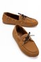 Women's Tan Nubuck Lace-Up Casual Loafer Ballet Shoes