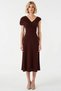 Women's Midi Dress A-Line Bell Form V-Neck Low Short Sleeve Thick Sandy Knitted Fabric Shirred Plain Pattern - 5
