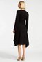 Women's Knitted Dress, Crew Neck, Long Sleeve, Flounce Ruffle, Asymmetrical, Midi Length, Plain Pattern - 6