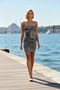 Women's Mini Dress Strapless Neckline Sleeveless Body-Hugging Sequined Knitted Fabric Draped Unlined Shiny