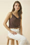 Women's Khverengi Degaje Collar Adjustable Rope Strap Sandy Fabric Athlete Blouse - 3